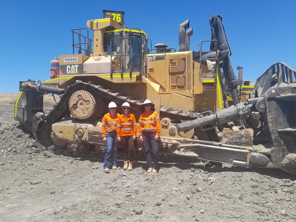 Tess Napper, Site Administrator, Beth Matthews, Dozer Operator, Robena Gallie, Dozer Operator, working on one of our rehabilitation projects. 